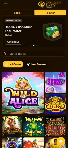 Golden Lady Casino on a smartphone browser